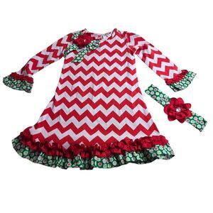 Counting Daisies Christmas dress 6 with headband
